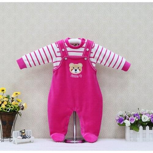 Baby 100% Cotton long sleeve blouse+velour sleeveless rompers 2 pieces clothing set 0-12 months kids clothing