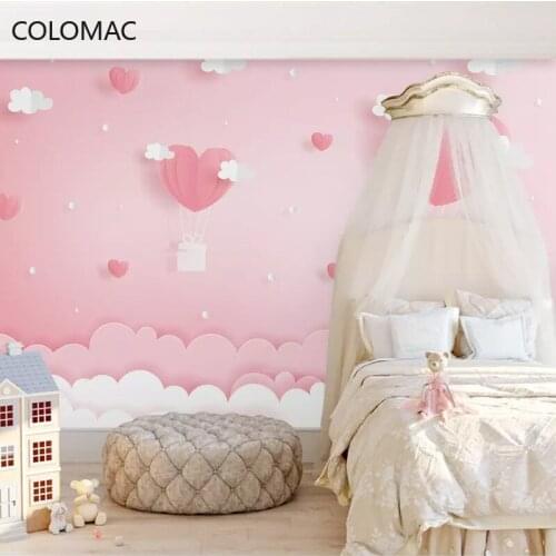 Colomac Custom Eco-friendly Non-woven Girls Room Pink Mural Childrens 3d Wallpaper on The Wall Bedroom Decor Drop Shopping