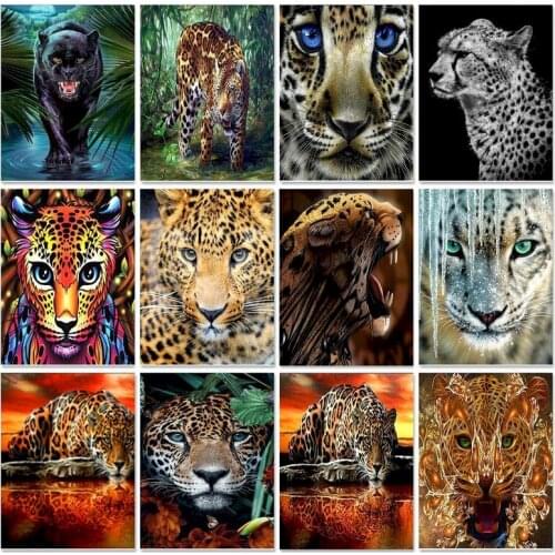 GATYZTORY Diamond Painting Leopard Full Square Animals Cross Stitch Kits Diamond Mosaic Embroidery Art Home Decor New Arrivals