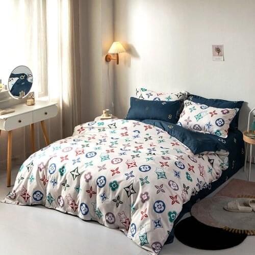 Colourful Check Stripe Letter Printed Bedding Set Linen Set Include Duvet Cover Bed Sheet Pillowcase Twin Full Queen King Size