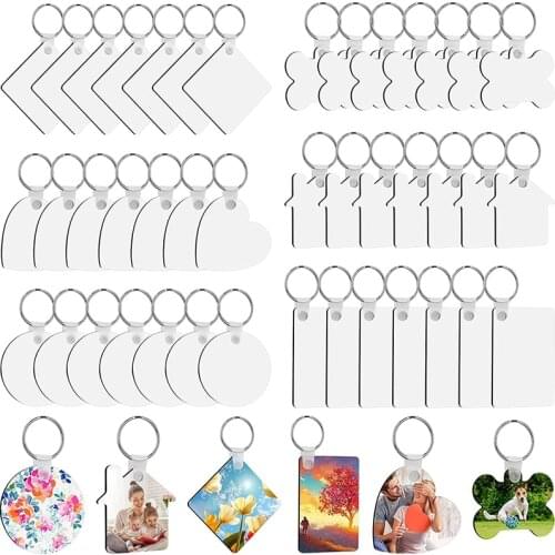 Hot YO-Sublimation Blank Keychains, 126Pcs Heat Transfer Keychain Pendant MDF Keychain Blanks for DIY Craft Keychain Making