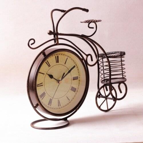 1 PCS FASHION CREATIVE MODERN CLOCK IRON ART BICYCLE QUARTZ CLOCK SINGLE SIDE MUTE LIVING ROOM CLOCK LU709115
