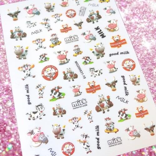 Cartoon Cow Girl Butterfly Flower 3D Back glue Nail decal Nail sticker Nail decoration Nail art Nail tool Nail ornament HL208