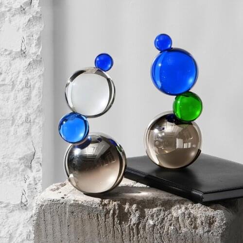 Modern Color Matching Stacked Crystal Ball Ornaments Luxury Living Room New House Sales Office Desktop Soft Decor Accessories
