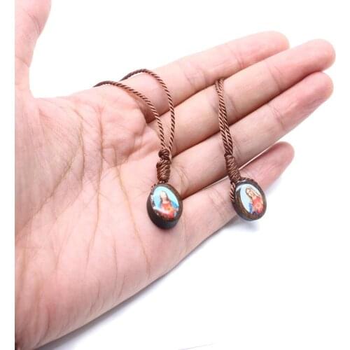 Holy Father Virgins Epaulette Catholic Wooden Cross Necklace Prayer Christ Church Supplies Wholesale