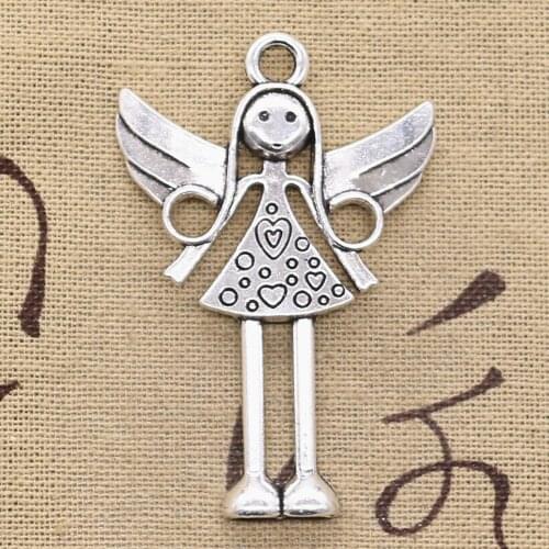 5pcs Charms Angel 58x38mm Antique Bronze Silver Color Plated Pendants Making DIY Handmade Tibetan Bronze Silver Color Jewelry