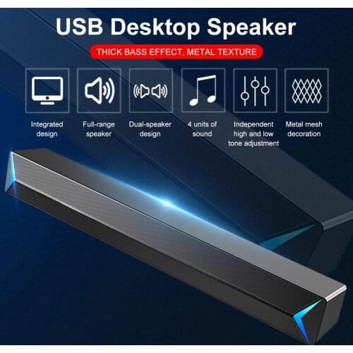 Portable Laptop Computer PC Speaker Subwoofer USB Wired Soundbar Sound Bar Stick Music Player Speakers For PC Tablet