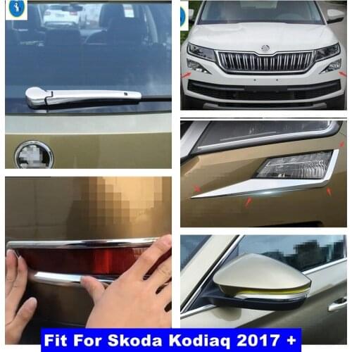 Accessories Chrome Trunk Rear Fog Lights Tailgate Foglight Lamps Decoration Frame Cover Trim Fit For Skoda Kodiaq 2017 - 2021