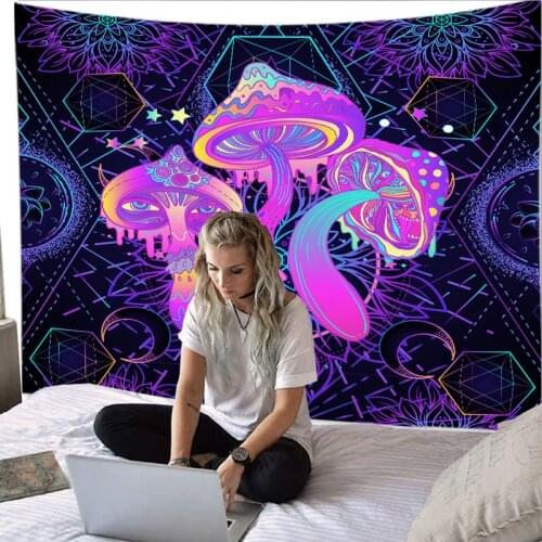 Psychedelic Tapestry Wall Hanging Decor Home Mushroom Printed Hippie Tapestry Boho Tapestry Decorative Balcony 73*95 Hot Selling