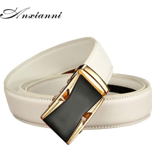 Luxury Good Quality Cowhide Genuine Automatic buckle White Belts for Men leather belt for Jeans Strap Waistband