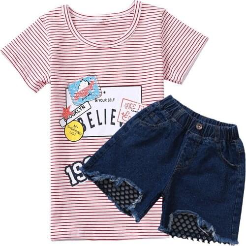 New Kids Girls Clothes Shirt And Shorts 5-12 Old Kids Clothing Summer Toddler Girl Clothes 9ST081