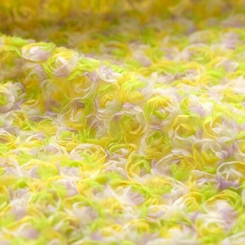Mesh fabric three-dimensional color rose flower lace fabric childrens clothing fabric 3D flower dress costumes fabric 100*120cm