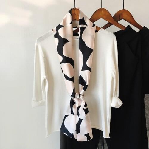 2020 Korea Spring New Striped Business Small Silk scarf Women Narrow Versitile Fashion Printed Neckerchief hair Scarf bag Ribbon