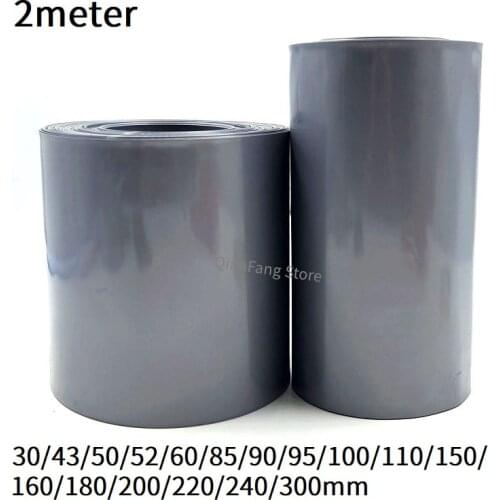 2M PVC Heat Shrink Tube for 18650 Lithium Battery Pack Cover Shrinkable Insulated Cable Sleeve 80 ~ 330mm Grey Sheath Film Wrap