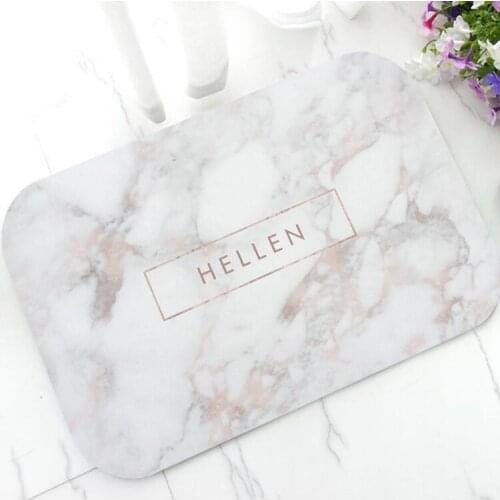 Gorgeous Rose Gold Faux Marble Personalized Kitchen Bath Mat Carpet Rug Simple Gray White Custom Doormat for Bedroom Bathroom