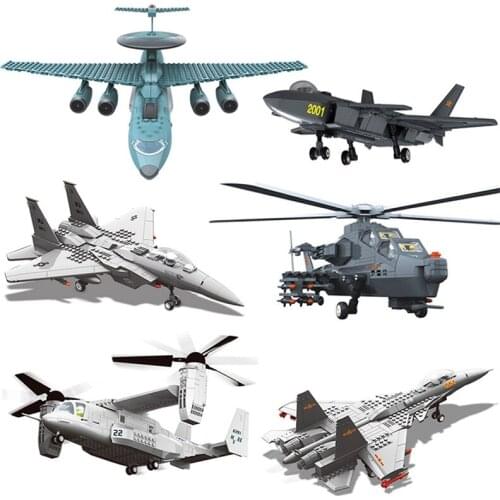 Wange Blocks War Military planed Gunship Fighter model building Bricks F15 Eagle Helicopter Kids Toys Technic Boy Gifts