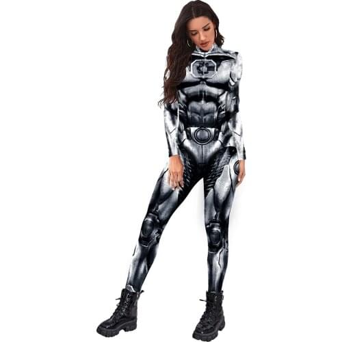 [You're My Secret] 2021 Fashion One-piece Suit Unisex 3D Steel Bone Cosplay Jumpsuit Steampunk Armor 3D Digital Printed Bodysuit