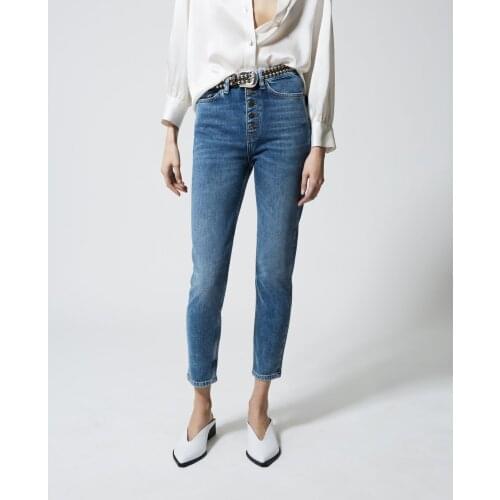 Women Jeans Pants Autumn/Winter New Button Tight Pants Super Thin Stretch High Waist Slim Pants