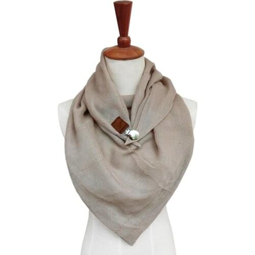 Women men Plaid cotton scarf Triangle handkerchief Spring Autumn hijab Fashion blanket scarves with Metal snap