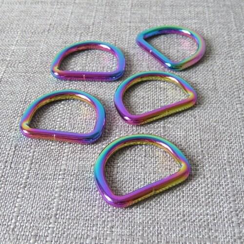 1 Pcs 25mm Rainbow Metal D Ring Buckle DIY Handbag Straps Bag Dog Pet Collar Leash Harness Belt Clasp Sewing Garment Accessories