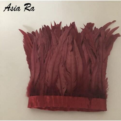 10Meters Burgundy Chicken Feather Trim Rooster Plume for Crafts Ribbons Fringes Wedding Feathers Decoration Plume Decoration