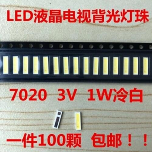 200piece/lot 7020 lights LED the patch repair LCD TV backlight bead 1 w3v cold white LED luminous tube