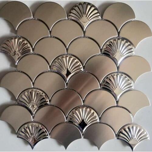 3D Cute Faned scale shape tile metail kitchen mosaic tile for home decoration