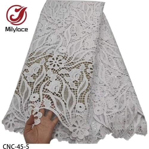 African Lace Fabric Water Soluble Lace Fabrics Sequins Guipure Lace Fabric Nigeria Laces Fabrics CNC-45