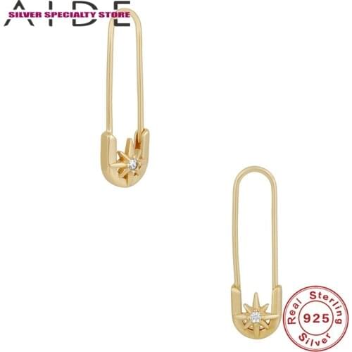 AIDE Personality Zircon Earrings For Women 925 Silver Earrings Fashion Drop Earrings For Girl Fine Jewelry Pendientes For Girls