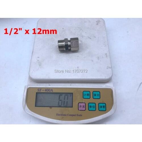 Free shipping copper fitting 1/2" x 12MM High Quality Double Ferrule Tube Pipe Fittings Threaded Male Connector, brass fitting