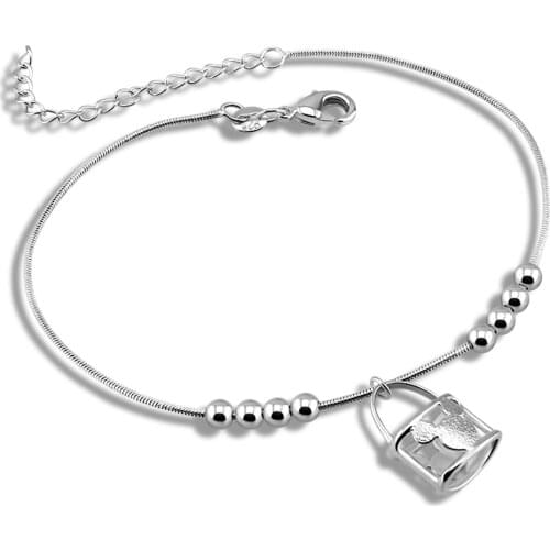 Fashion lady Solid silver anklets cute mickey 925 sterling silver anklets summer womens foot chain birthday gift jewelry