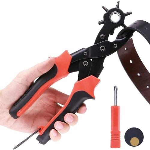 Punching Revolving Leather Punch Plier Punch Hole Tool Puncher for Belts Saddle Watch Bands Strap Shoe Fabric Paper Leathercraft