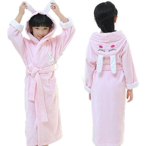 Childrens Bathrobes Cotton Kids Dressing Gown child Cartoon Pyjamas Towel fleece White Bath Robe Boys Autumn winter
