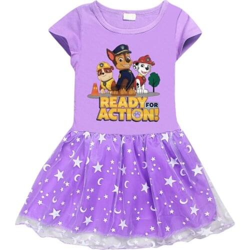 PAW PATROL Kids Dresses for Girls Princess Dress Girls Short Sleeve Party Vestidos Baby Girl Children Clothing