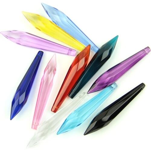 Colorful 76mm 10pcs/50pcs/100pcs Crystal Multi-faceted Icicle Pendants Chandelier Parts for Wedding/Home Decortion New Products