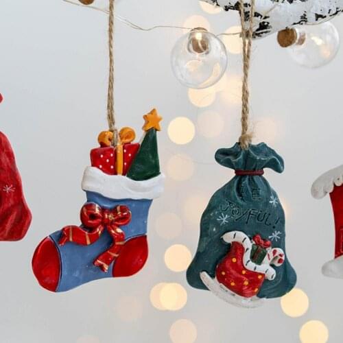 Creative Hanging Decor Visual Effect Eco-friendly Resin Cute Stocking Shape Christmas Decor Festive Ornament Stylish Xmas Gifts