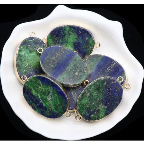 1pc 25x35mm Big Oval Natural Phoenix Lapis Lazuli Malachite Pendant Retro Reiki Healing Stone Pendants Charms DIY Accessories
