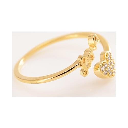 Love rings Lovely 10 k CT Fine Solid THAI BAHT Gold Ring CZ Adjustable Size Opening-Ring Cute Heart-Shaped Jewelry Woman