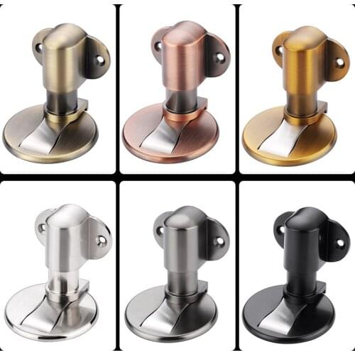 Zinc Alloy Magnetic Door Stopper Adjustable Door Holder Non-punch Sticker Water-proof Door Stop Furniture Door Hardware