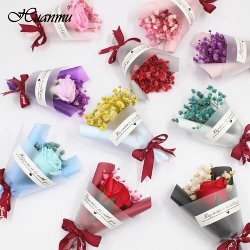 Mini Pack Gypsophila Bouquet Fresh And Natural Handmake Soap Rose Dried Flowers Gift For Valentines Day Home Decoration