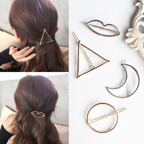 Fashion Hair Clip for Women Elegant Design Triangular Moon Lip Round Barrette Stick Hairpin Hair Pins Head Accessories