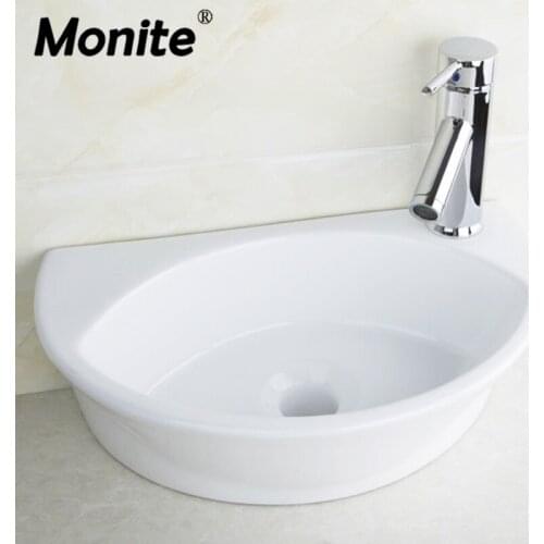 Monite Bathroom Sink Pia Ceramic WashBasin Countertop Short Chrome Brass Basin Faucet White Ceramic Basin Faucet Mixer Tap