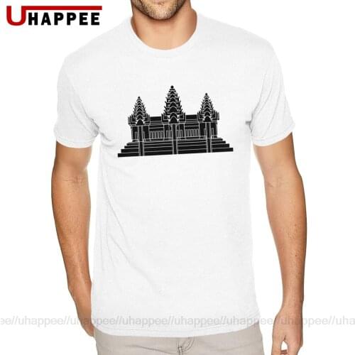 Graphic Angkor Wat Khmer Cambodian Flag Tee Shirt Men 6XL Short Sleeves Full Cotton Round Neck Tee Shirts