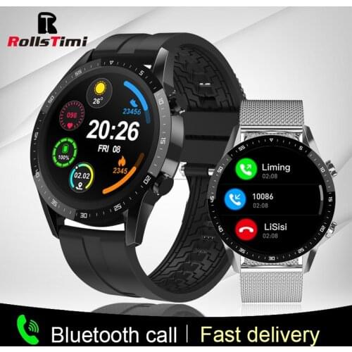 Rollstimi Mens Smart Watch women Full Touch Screen Heart Rate Bluetooth call Lady Sport Waterproof wristband for Android IOS