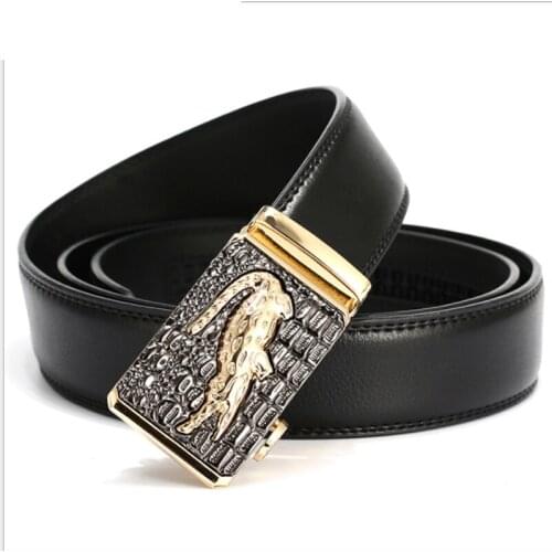 Aoluolan Fashion Casual Mens Leather Belts Crocodile Head belts luxury Brand Ceinture mens designer cinturones para hombre