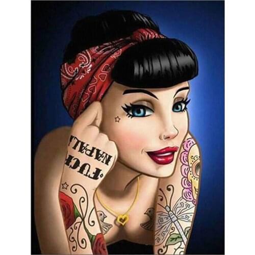 5D DIY Tattoo Girl Diamond Painting 3D Rhinestone Embroidery Cross Stitch Craft Kit Mosaic Picture Home Decor Gift XN378