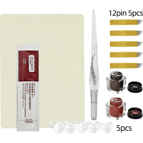 Microblading Permanent Makeup Tattoo Tool Kit Practice Pigment Practice Skin Ring Cup Tattoo Supplies Eyebrow Microblading Set