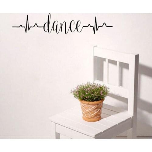 Dance Words Heartbeat Wall Sticker Vinyl Home Decor For Girls Room Bedroom Dance Studio Decoration Art Murals Decal Poster