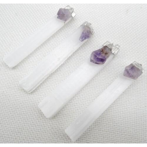 Natural Healing purple yellow Crystal Stone Raw Selenite Stick Wand For Yoga Meditation, Spiritual, Reiki Balancing 4Pcs