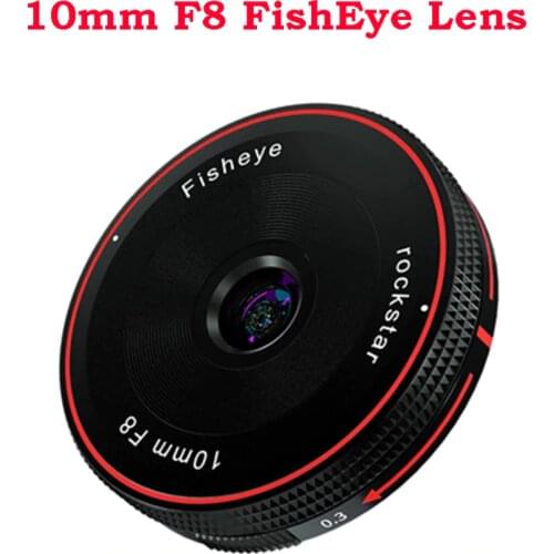 Rock Star RockStar 10mm F8 FishEye Lens Fixed Focus Ultra wide angle Micro for Sony E Fuji X M4/3 Canon Eos M Nikon Z Mount